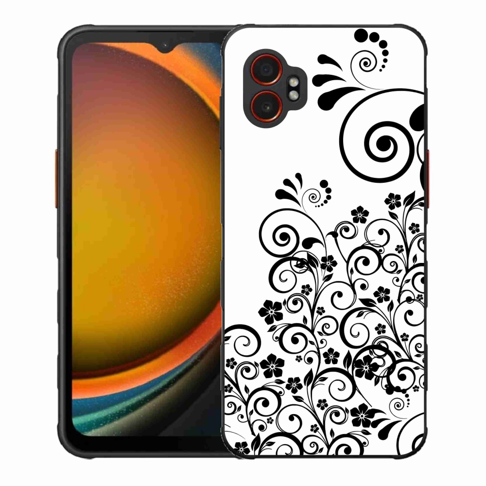 Gél borítás mmCase Samsung Galaxy Xcover 7 Pro - fekete-fehér virágmintás borítás - fekete-fehér virágminták