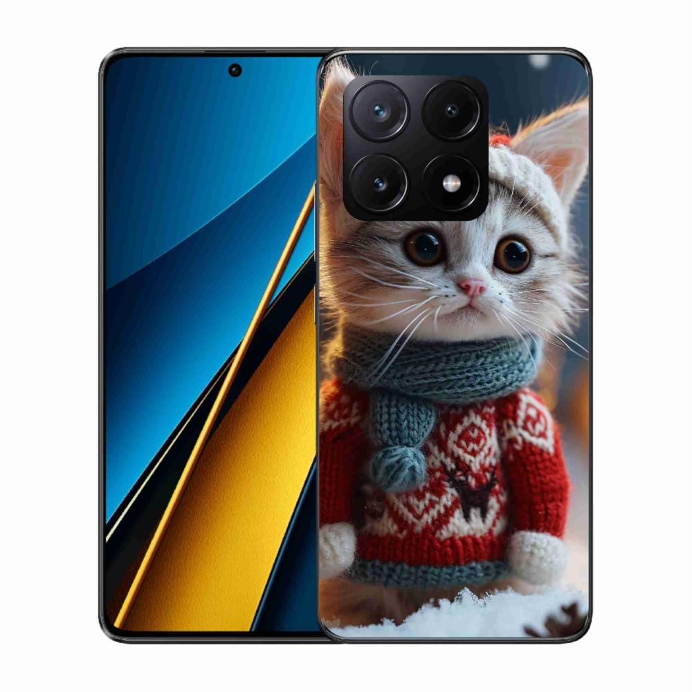 Gél borítás mmCase a Xiaomi Poco X6 Pro 5G számára - cica pulóverben