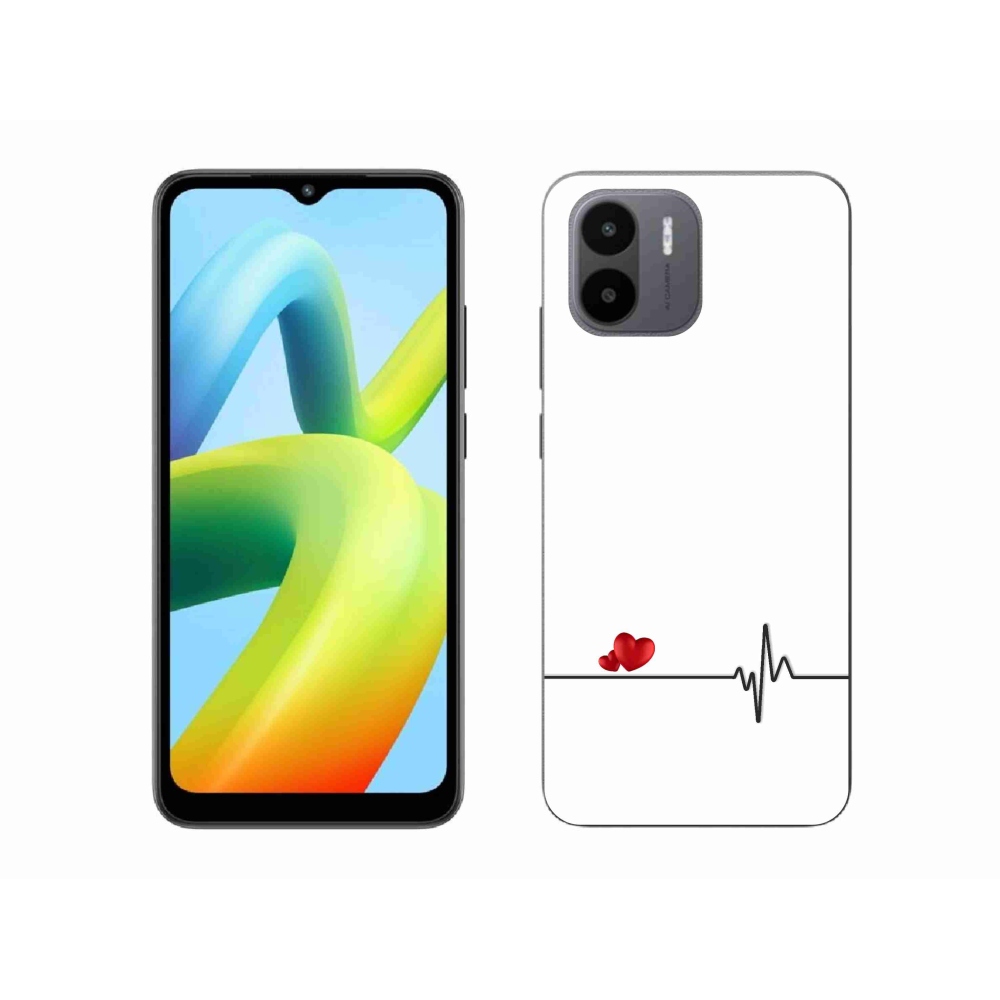 Gél borító mmCase a Xiaomi Redmi A1-en - szív és szívverés fehér háttérrel