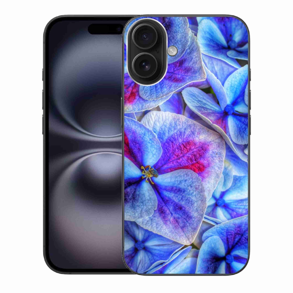 Zselés borítás mmCase iPhone 16 Plus készülékhez - kék virágok 1