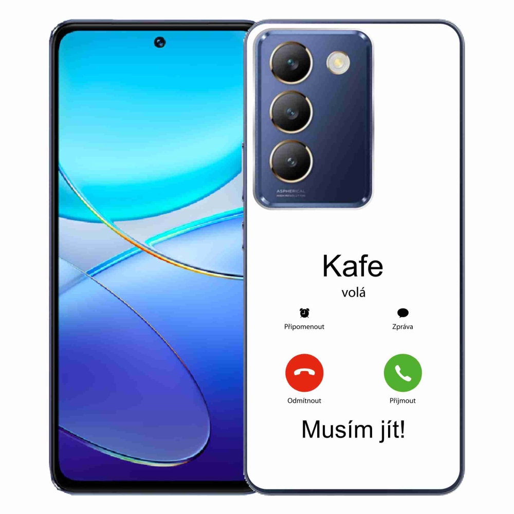 Gél borító mmCase a Vivo V40 SE 4G/5G készülékre - kávé hívások fehér háttérrel