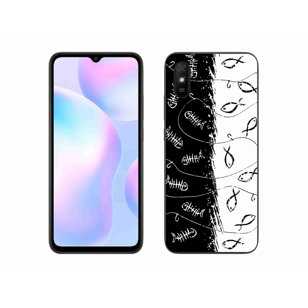 Gél borító mmCase a Xiaomi Redmi 9A számára - csontvázak és halak
