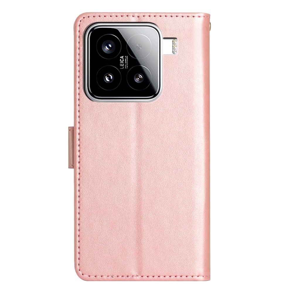 Virágok könyv tok Xiaomi 15 - rózsa arany