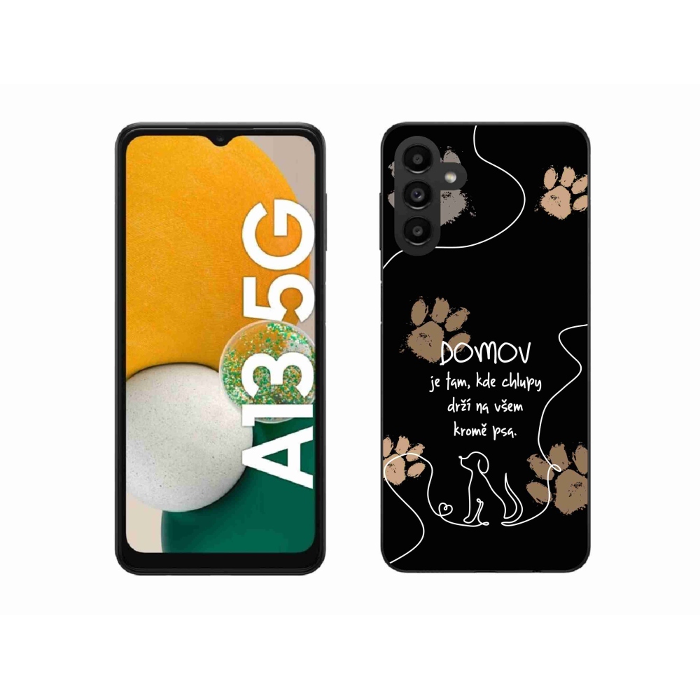 Gél borítás mmCase Samsung Galaxy A13 5G - kutya motívum fekete háttérrel
