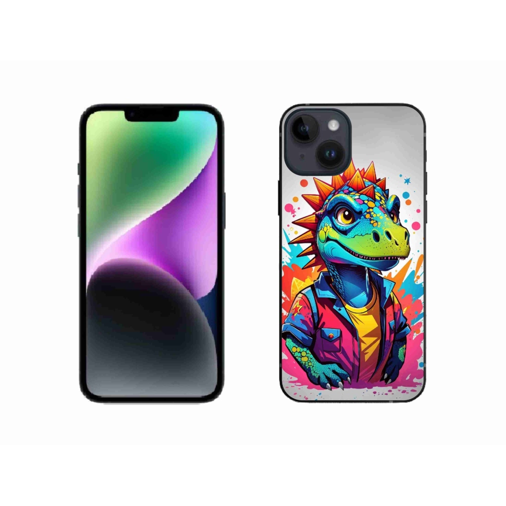 Zselés borítás mmCase iPhone 14 készülékhez - színes dinoszaurusz