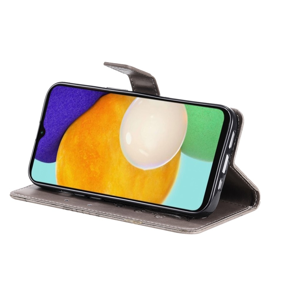 Nagy Buttefly könyv tok Samsung Galaxy A13 5G/A04s készülékhez - szürke