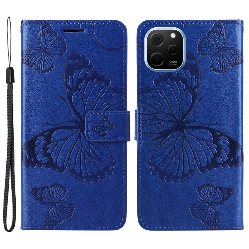 Nagy pillangó könyv tok Huawei Nova Y61-hez - kék