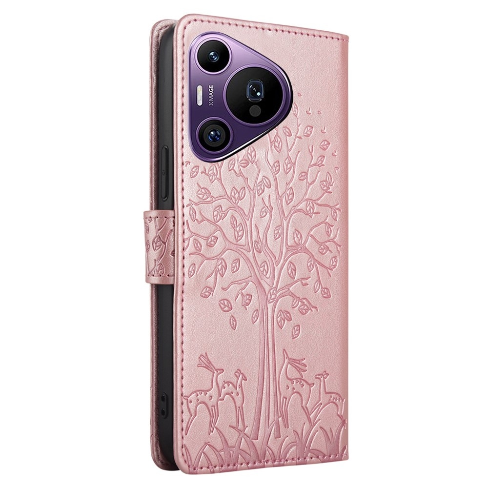 Fa könyvtáska Huawei Pura 70 Pro készülékhez - rózsaarany