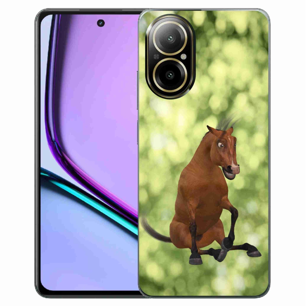 Zselés borító mmCase a Realme C67 készülékhez - barna rajzfilm ló 1