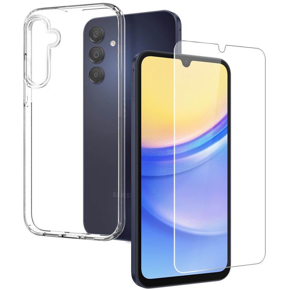 NORTHJO átlátszó zselés tok + edzett üveg Samsung Galaxy A15 4G/5G - átlátszó