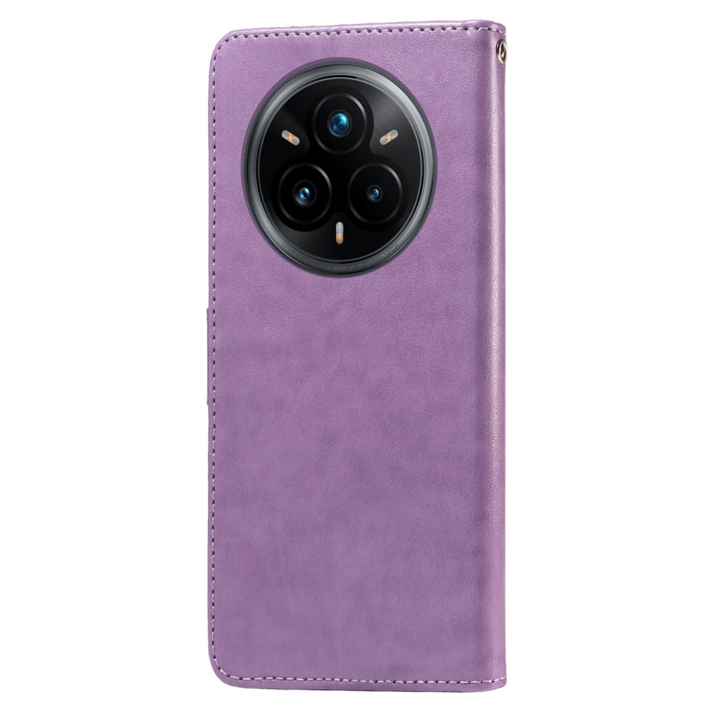 Virágos könyvtáska a Realme 14 Pro+ 5G készülékhez - lila