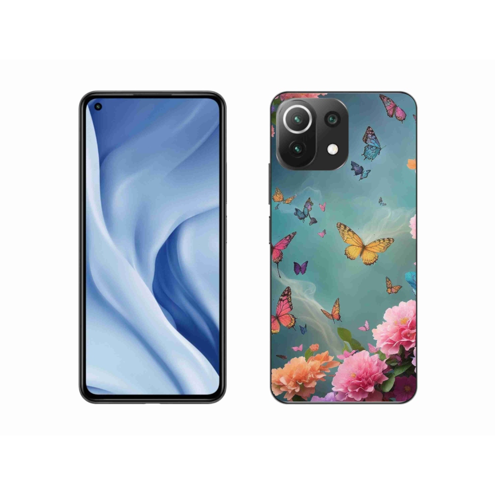 Gél borító mmCase a Xiaomi 11 Lite 5G NE számára - színes virágok és pillangók
