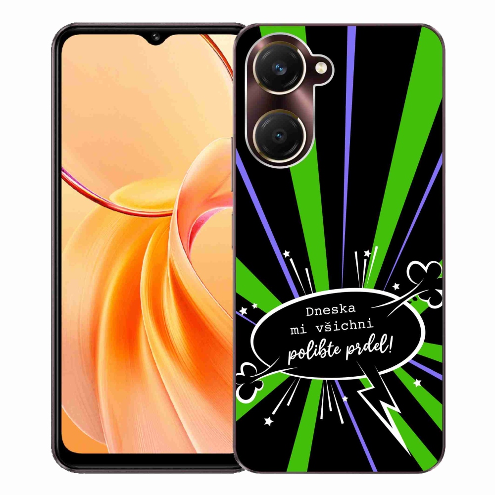 Gél borító mmCase a Vivo Y28s 5G-hez - vicces szöveg 15 fekete háttérrel
