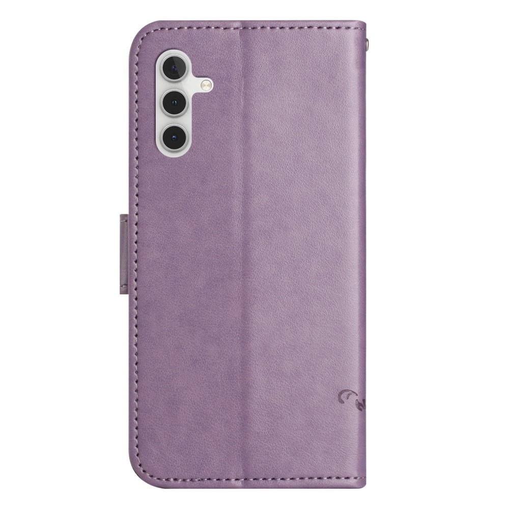 Virágos könyvtáska Samsung Galaxy A35 5G - világos lila