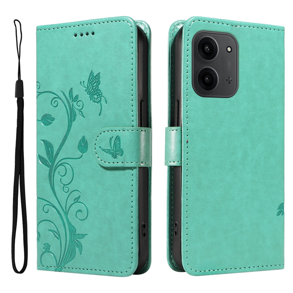 Virágok könyv tok Xiaomi Redmi 15C 4G/5G (173mm) - teáskék színben