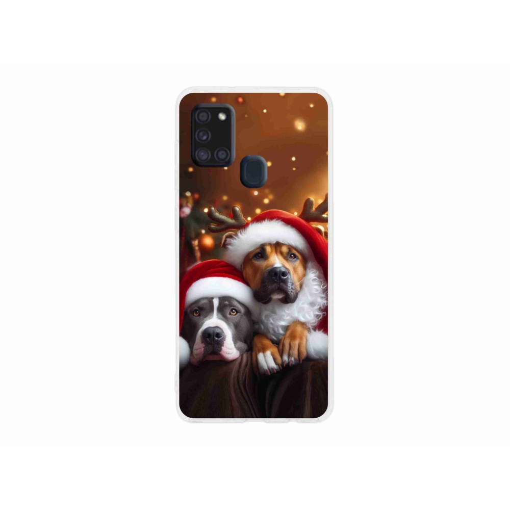 Gél borítás mmCase Samsung Galaxy A21s készülékhez - Karácsonyi kutyák