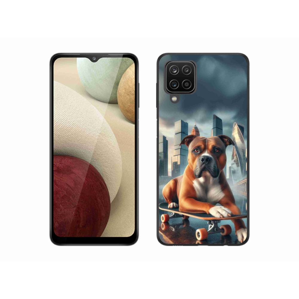 Gél borítás mmCase Samsung Galaxy M12 készülékhez - kutya gördeszkán