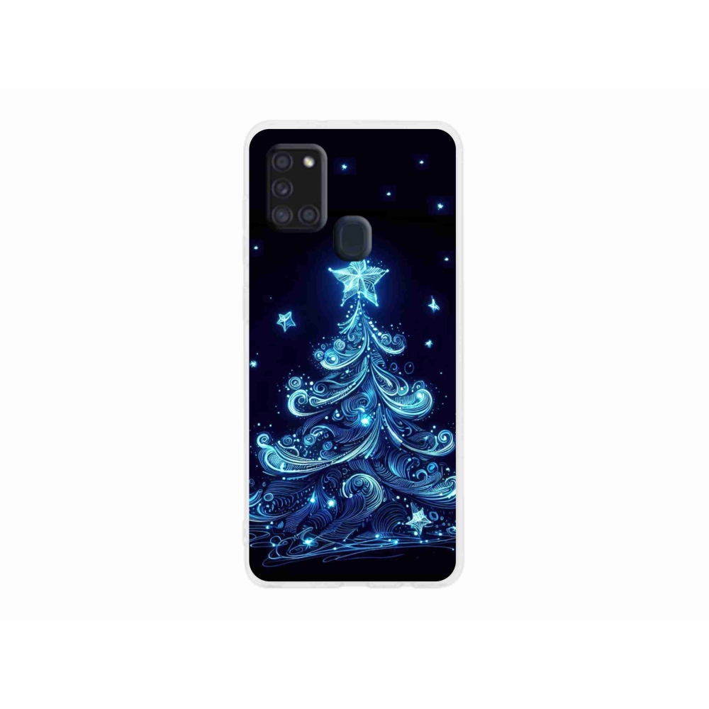 Gél borítás mmCase Samsung Galaxy A21s készülékhez - neon karácsonyfa 4
