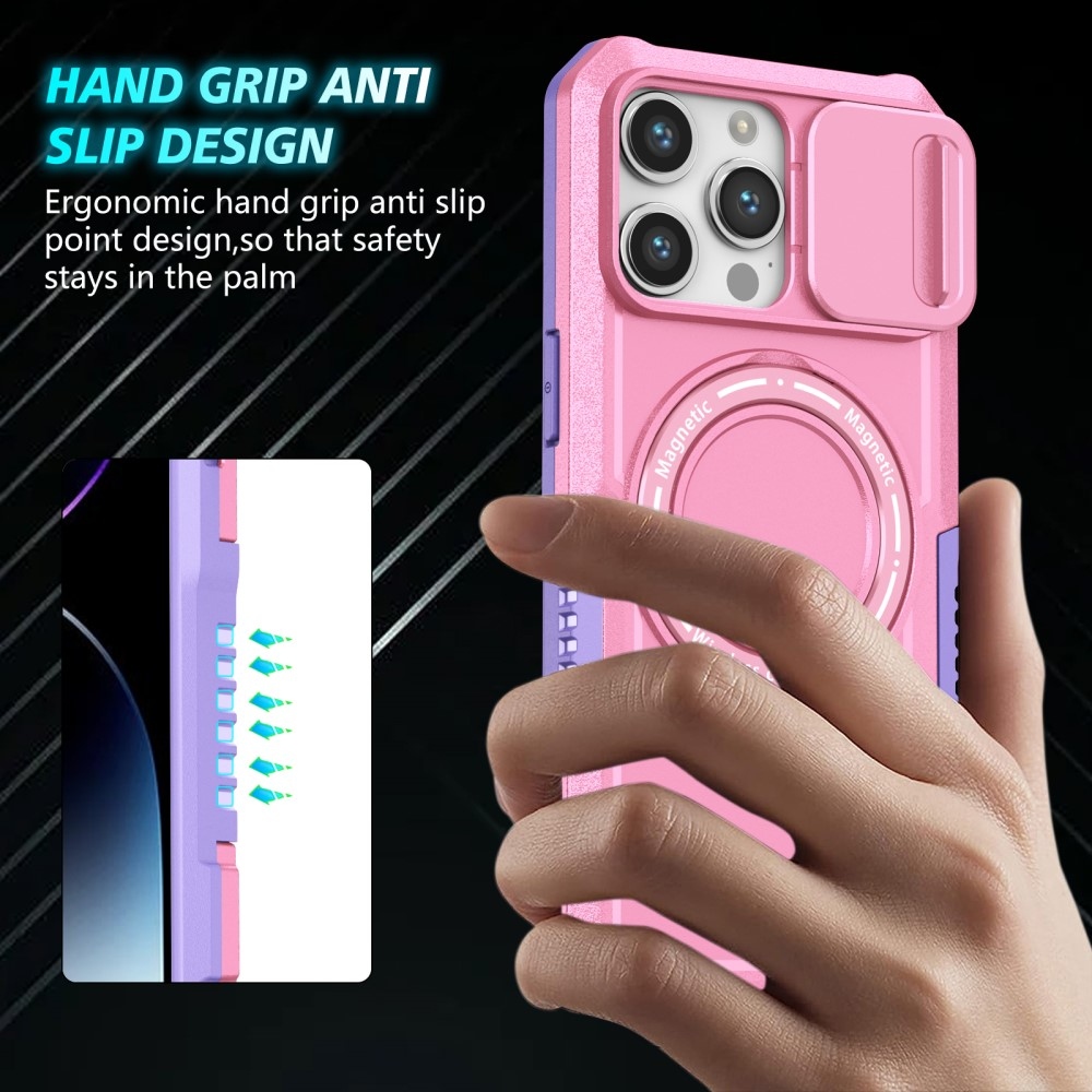 Katonai tartós védőburkolat MagSafe-vel iPhone 14 Pro Max készülékhez - lila/rózsaszín