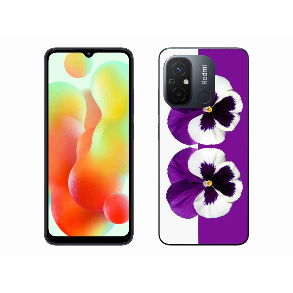 Gél borító mmCase a Xiaomi Redmi 12C-hez - lila és fehér virág