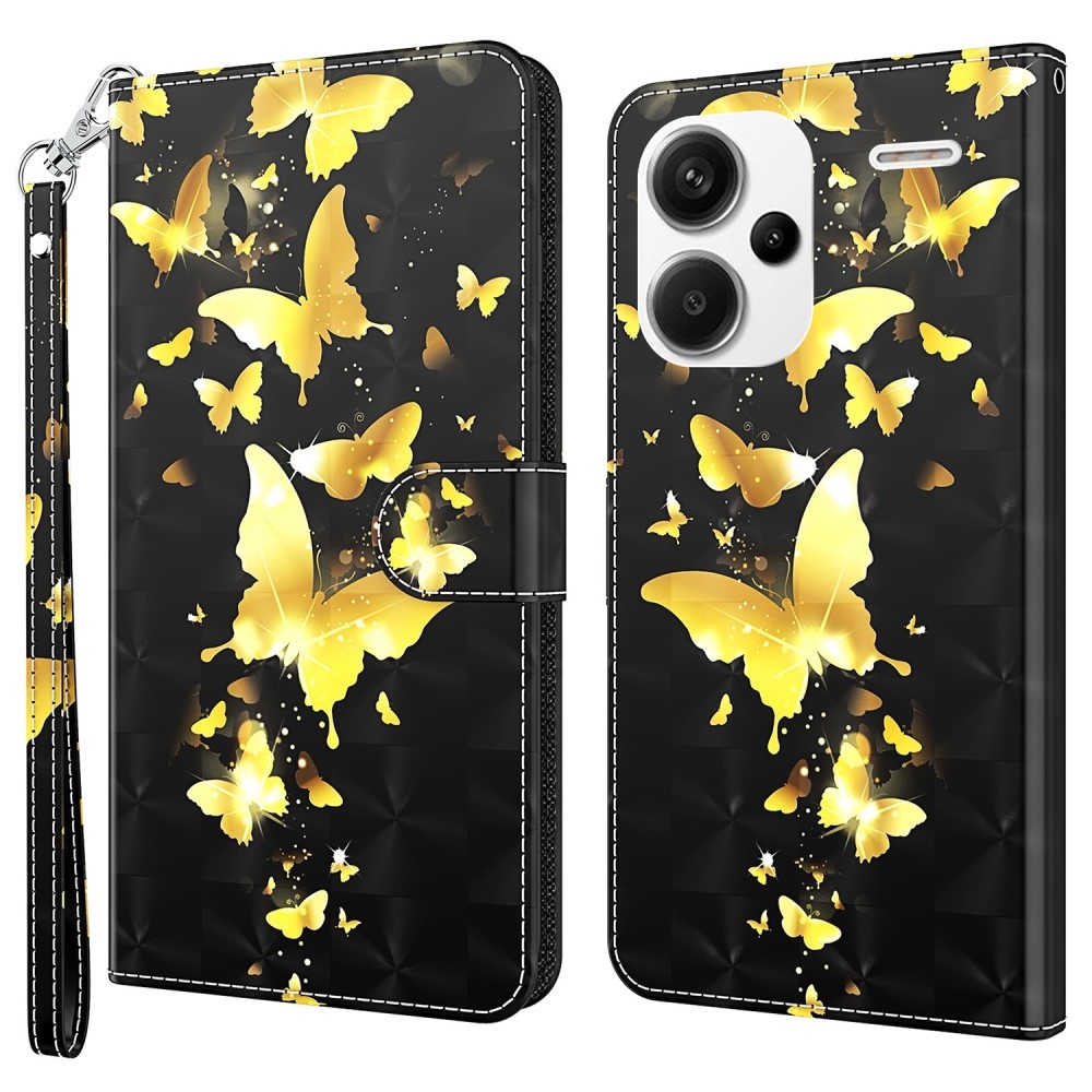 Nyomtatott könyv tok Xiaomi Redmi Note 13 Pro+ 5G - arany pillangókhoz