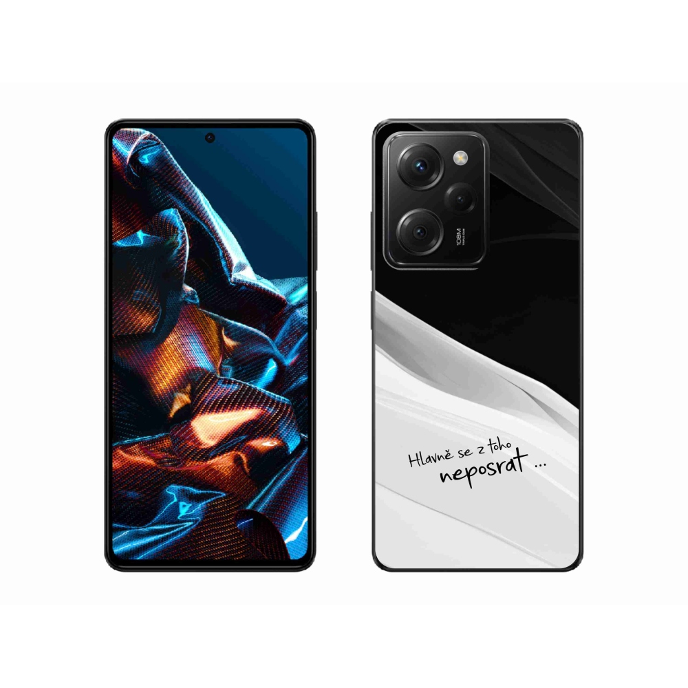Gél borító mmCase a Xiaomi Poco X5 Pro 5G számára - vicces szöveg 13 fekete és fehér háttérrel