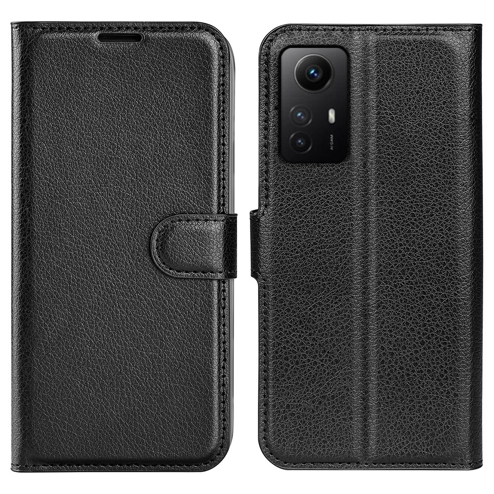 Litchi könyv tok Xiaomi Redmi Note 12S-hez - fekete