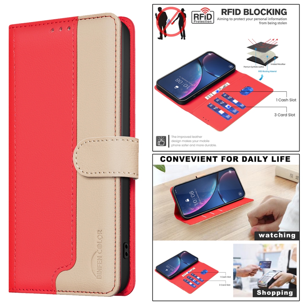 BNF DUO könyvtáska Xiaomi Redmi 15C 4G/5G (173mm) - piros