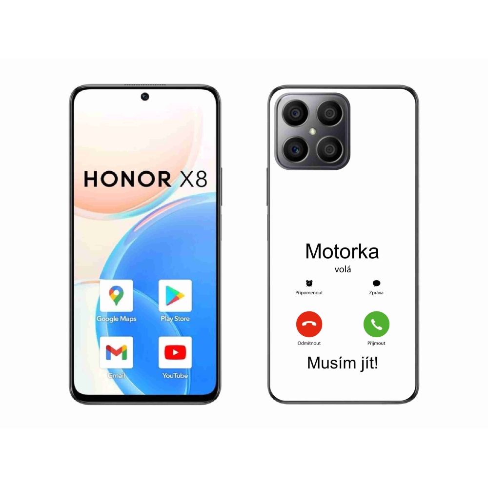 Gél borítás mmCase a Honor X8 4G-n - motoros hívások fehér háttérrel