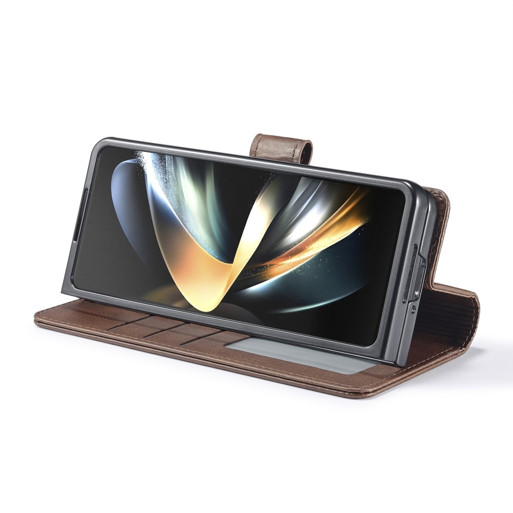 Imeeke könyvtáska Samsung Galaxy Z Fold5 5G - barna színben