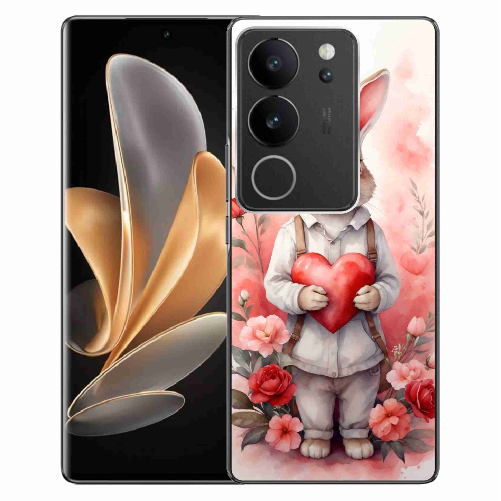 Zselés borítás mmCase a Vivo V29 5G-hez - nyúl szívvel