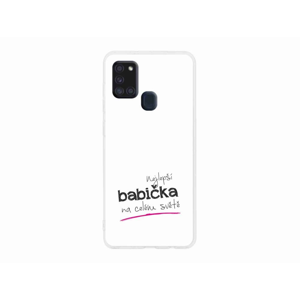 Gél borító mmCase Samsung Galaxy A21s - a legjobb nagymama 4 fehér háttérrel
