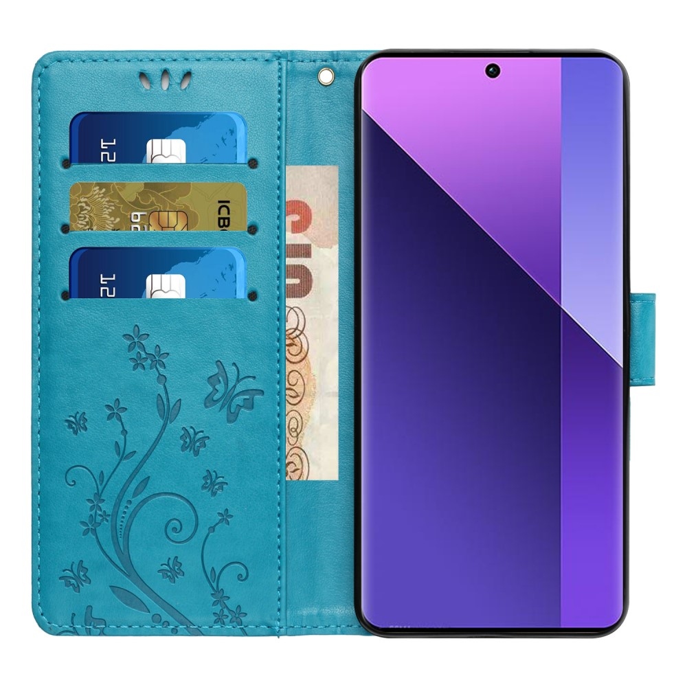 Virágok könyv tok Xiaomi 15 Pro-hoz - kék