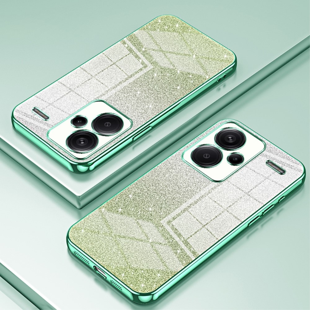 Vágott zselés csillogó tok a Xiaomi Redmi Note 13 Pro+ 5G számára - zöld