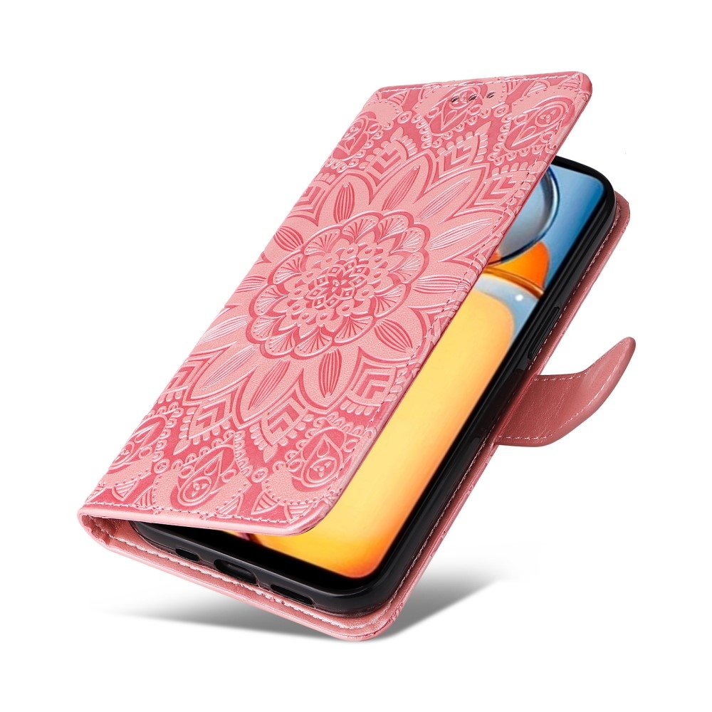 Napraforgó könyvtáska Xiaomi Poco C65/Redmi 13C - rózsaszínű