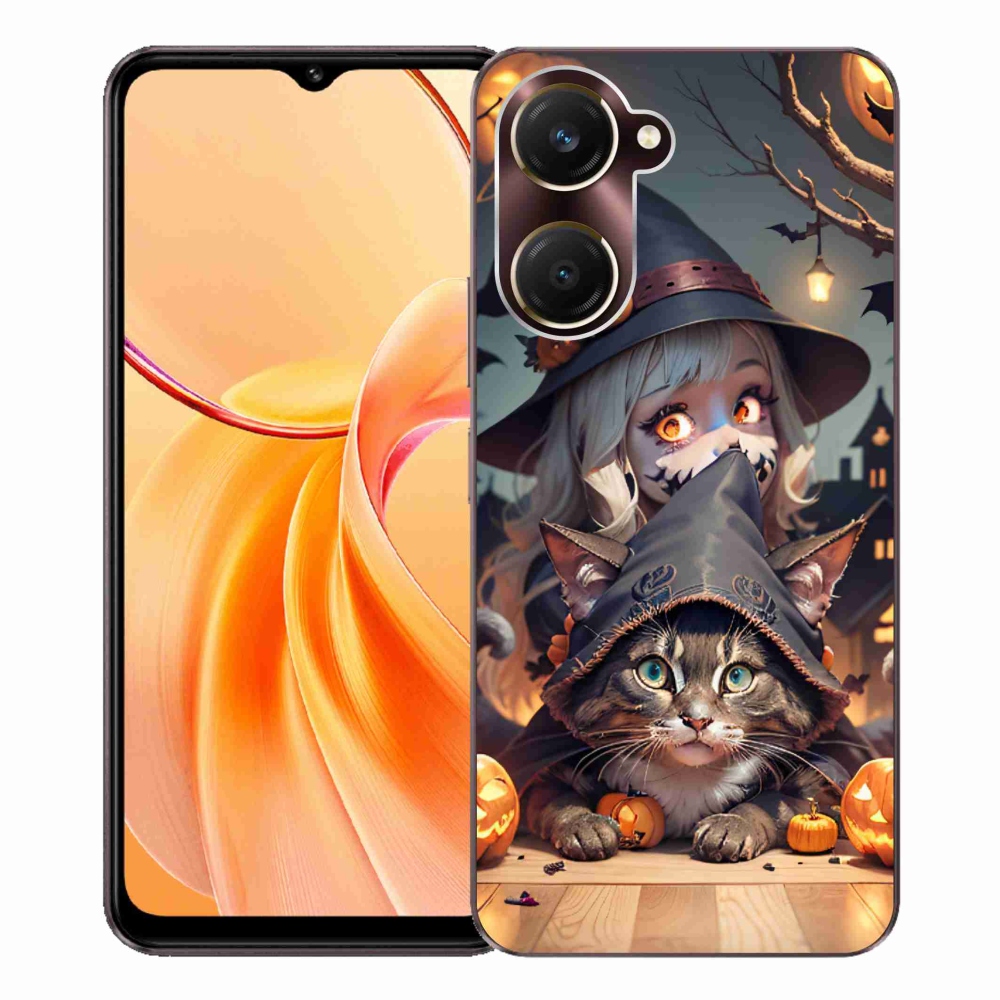 Gél borítás mmCase a Vivo Y28s 5G-n - boszorkány macskával