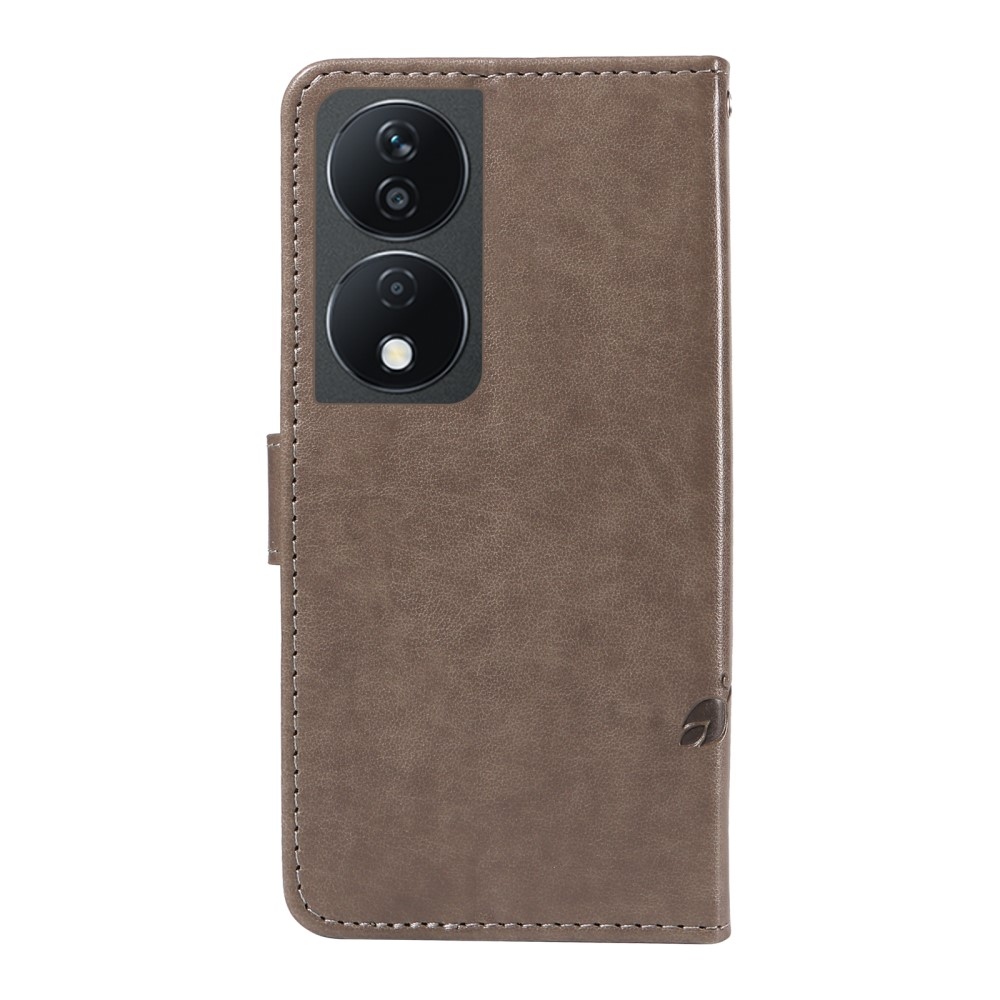 Virágok könyvtáska a Honor X7b/Honor 90 Smart készülékhez - szürke