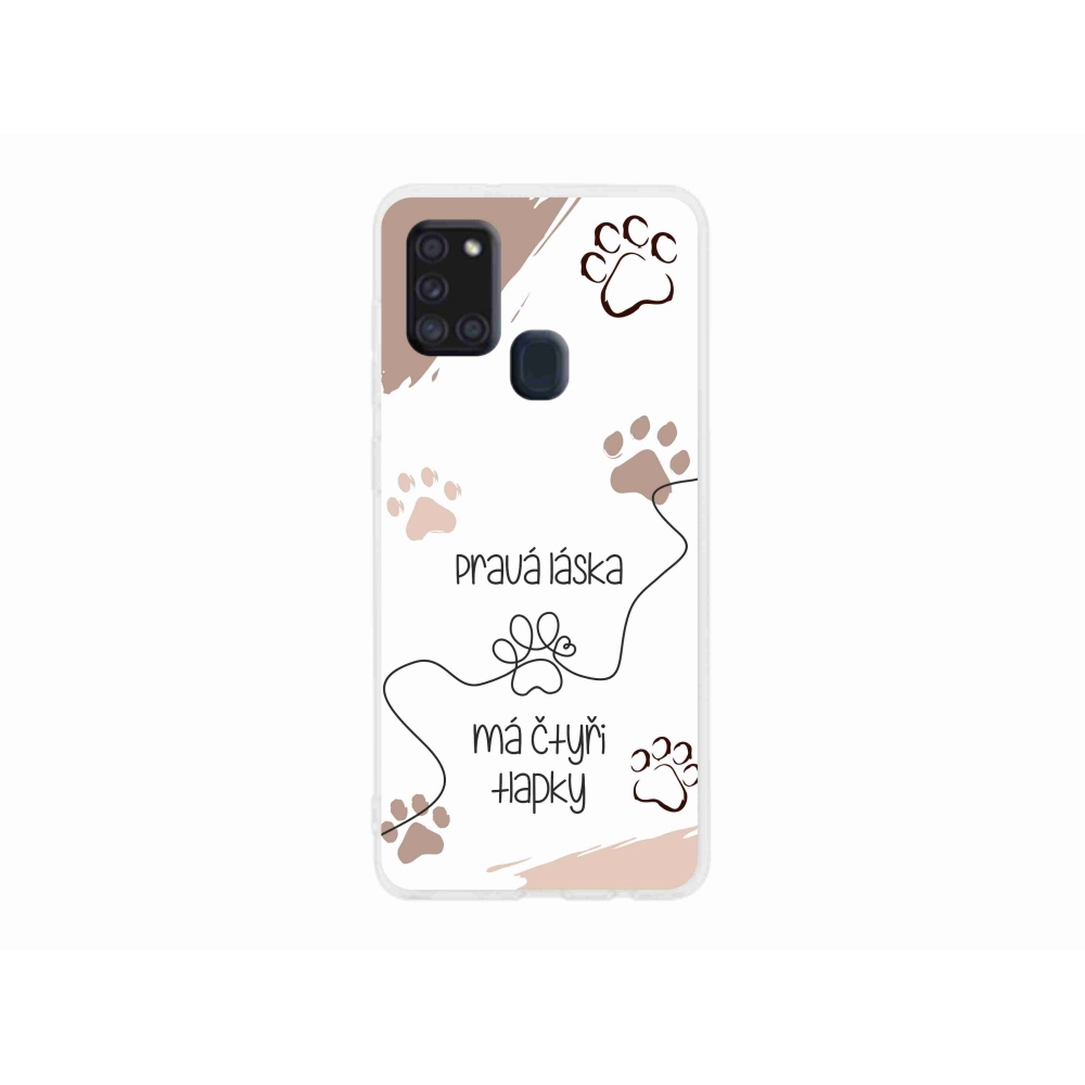 Gél borítás mmCase Samsung Galaxy A21s készülékhez - kutyamotívum 1 fehér háttér