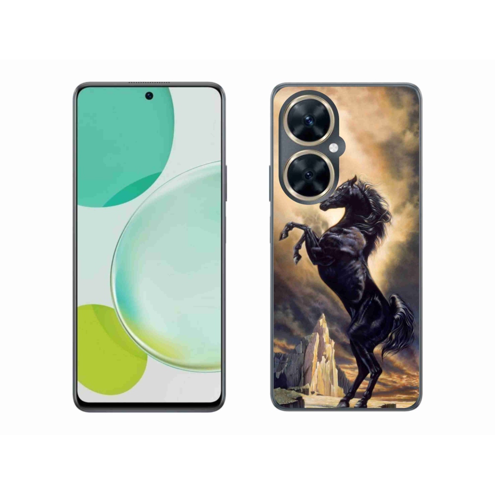 Gél borítás mmCase a Huawei Nova 11i készülékhez - fekete rajzfilm ló