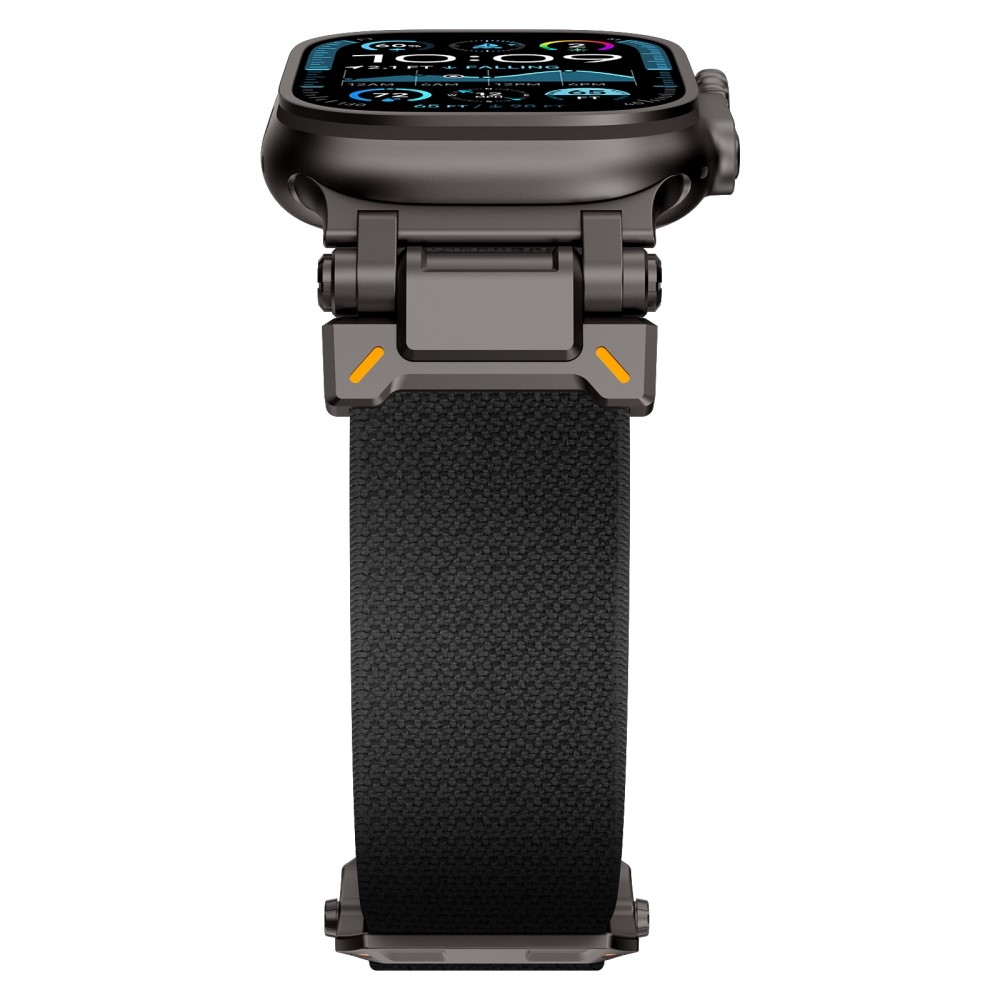 Fém nejlon szíj Apple Watch Ultra/Ultra 2 49mm/SE/SE 2022/2023 44mm/10 46mm/9/8/7 45mm/6/5/4 44mm/3/2/1 42 mm-es Apple Watch Ultra/Ultra 2 órához - fekete színben