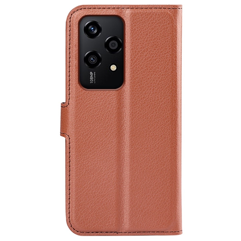Litchi könyvtáska Honor 200 Lite 5G-hez - barna