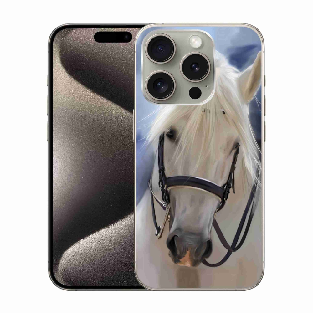 Zselés borítás mmCase iPhone 15 Pro készülékhez - fehér ló