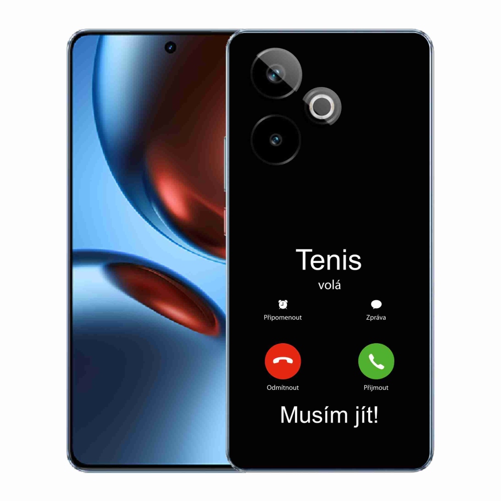 Rugalmas zselés tok mmCase a Realme GT 7 5G/GT 7T 5G képével - teniszhívások fekete háttérrel