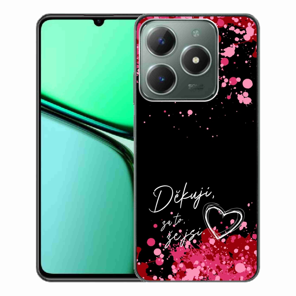 Gél borító mmCase a Realme C61 készülékhez - text in love 2 fekete háttérrel