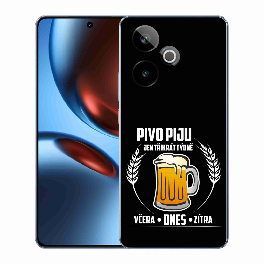Rugalmas zselés tok mmCase képpel a Realme GT 7 5G/GT 7T 5G számára - sör motívum fekete háttérrel