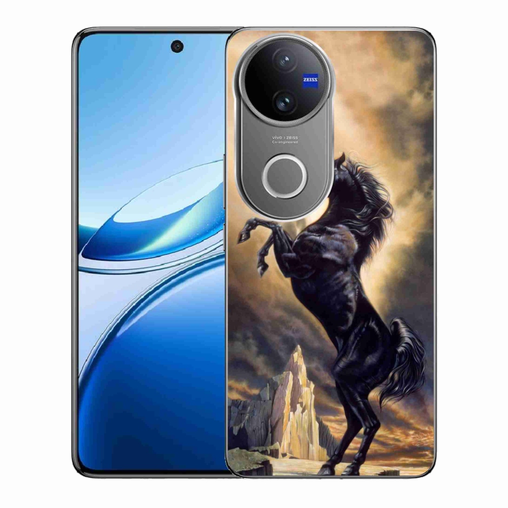 Zselés borítás mmCase a Vivo V50 5G készülékhez - fekete rajzfilm ló