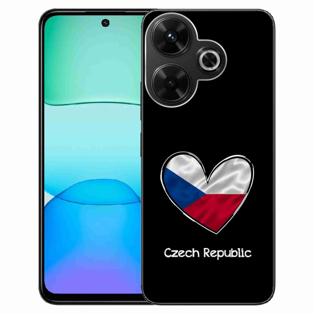 Gél borítás mmCase a Xiaomi Redmi 13 4G/Poco M6 4G - szív zászló fekete háttérrel