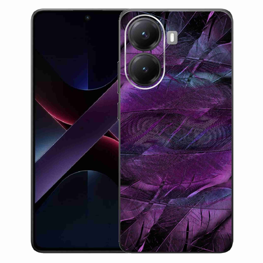 Gél borítás mmCase a Xiaomi Poco X7 Pro 5G számára - lila tollak