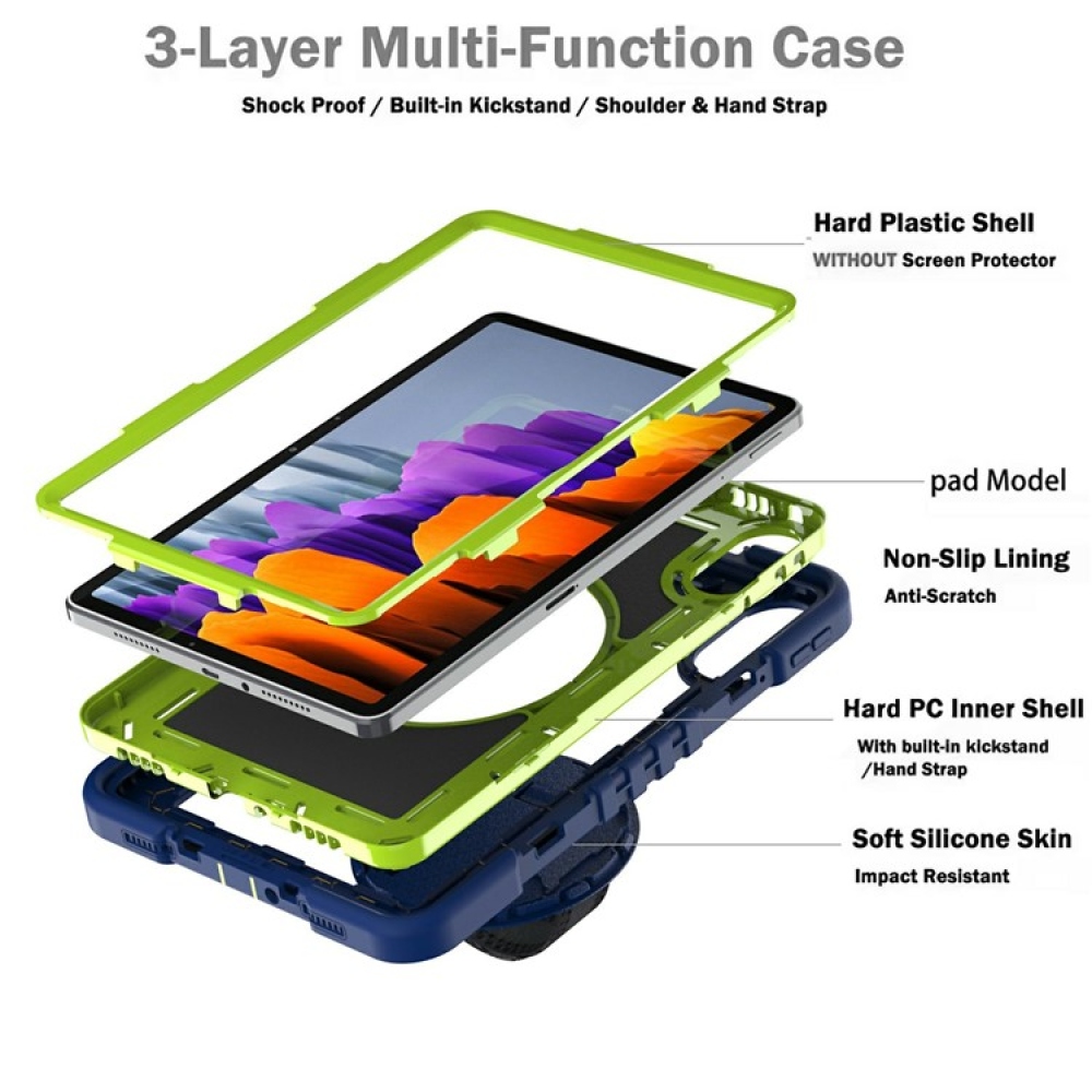 Strape tartós borító kézi fogantyúval és pánttal Xiaomi Redmi Pad 2 - kék/zöld