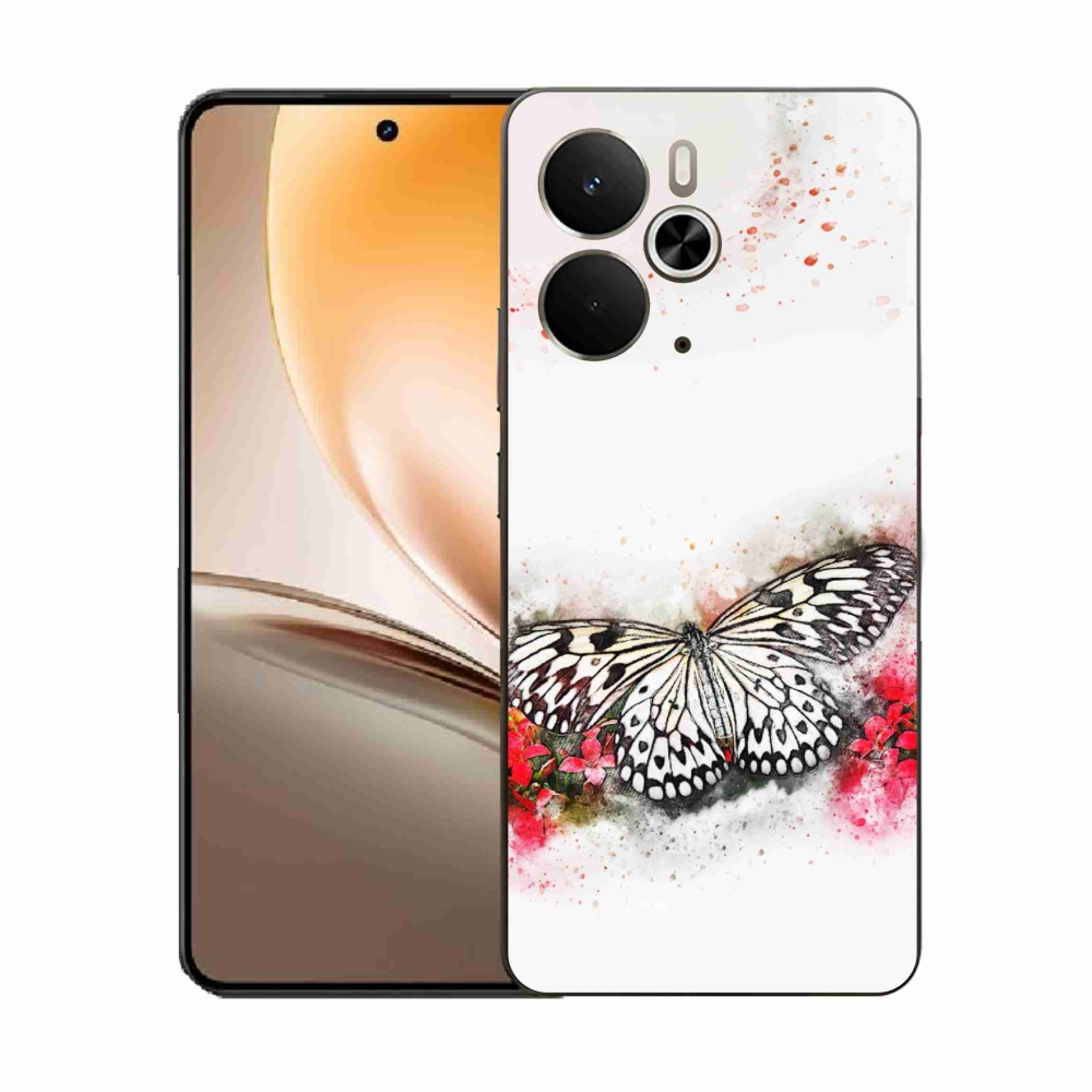 Zselés borítás mmCase a Realme 14 5G készülékhez - fekete-fehér pillangó